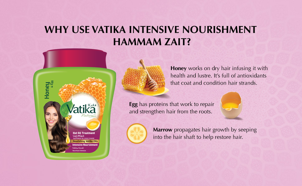 Vatika Hot Oil Treatment Hammam Zaith With Egg & Honey, Hot Oil Treatment For Intensive Nourishment 500gm Egg (Pack of 3)